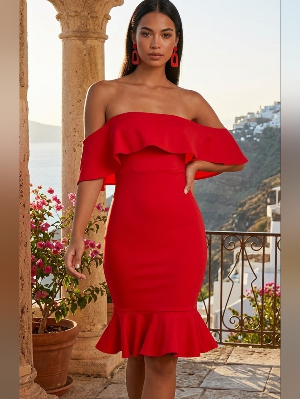 NWT LuLu's Confidence Boost Off The Shoulder Bodycon Dress Red